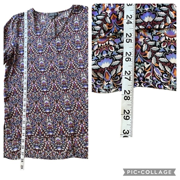 The Limited Hi-lo Purple Geometric Floral Print Long Sleeve Blouse - Sz LP - Picture 13 of 15